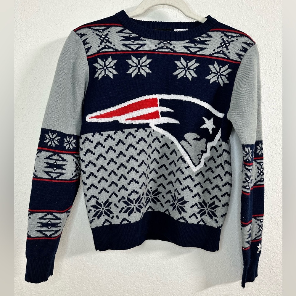 Patriots no no label sweater youth, medium NFL football knit